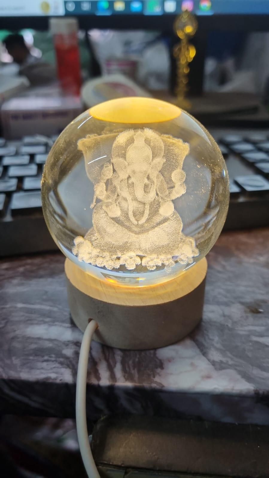 Ganesh Ji Crystal LED Lamp