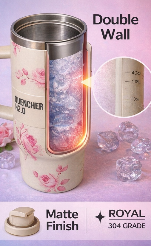 Stainless Steel Stanley Tumbler with Handle and Straw, Insulation Type: Double Wall, Capacity: 1200 ml (1.2 Ltr)
