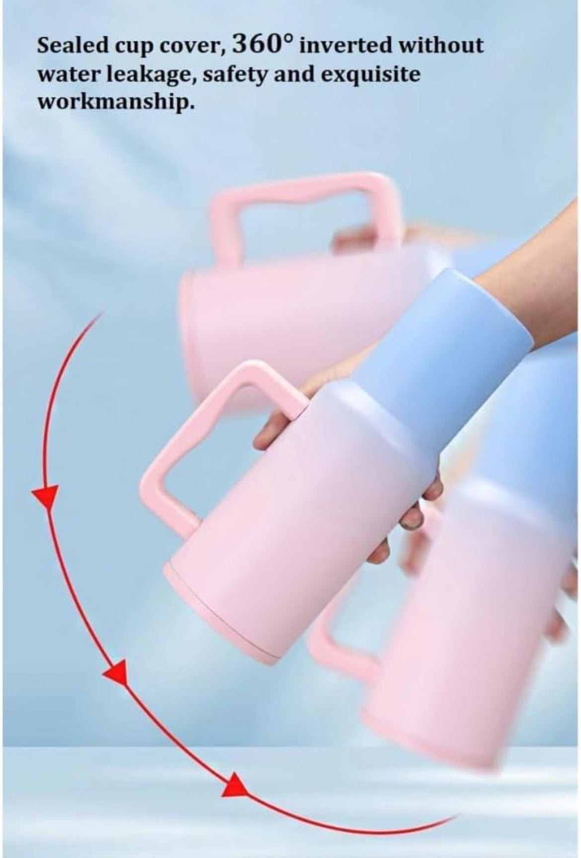 1.2L Stainless Steel Insulated Tumbler with Handle & Straw – Leakproof Summer Hydration Cup