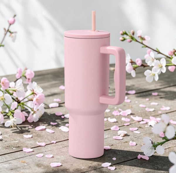 Premium Insulated Tumbler with Handle & Straw – 1.2L Matte Finish